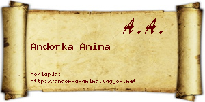 Andorka Anina névjegykártya